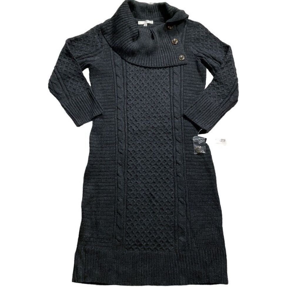Studio One NY Womens Dress size M L new nwt $74 Gray Cable Sweater Knit Stretch